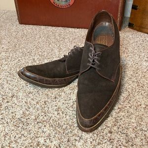 Vintage Stacy Adams Suede & Alligator Grain Brown Derby Shoes Sz 7